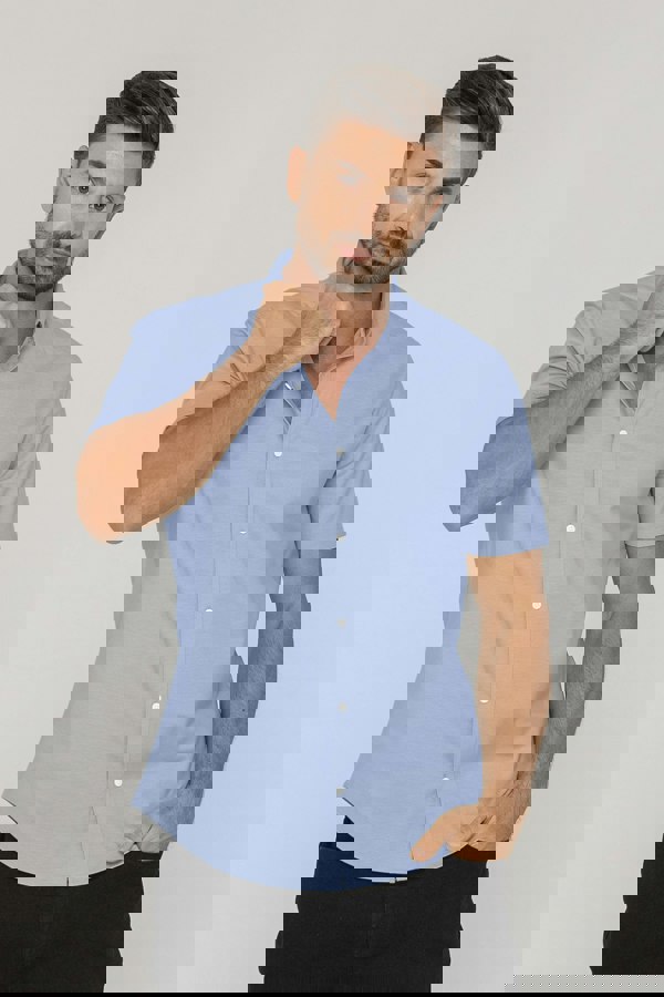 ENORSIA Mens Solid Short Sleeve Shirt