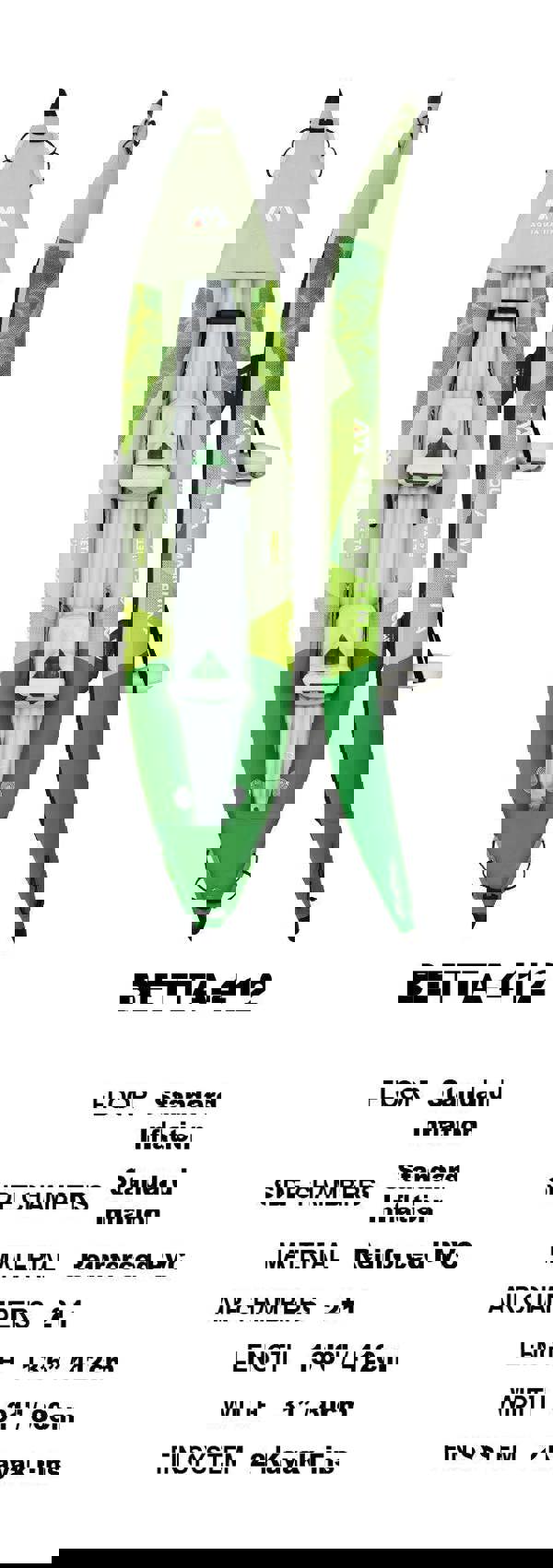 Aqua Marina Betta 412 Inflatable Leisure Kayak Package 1/2 Person.