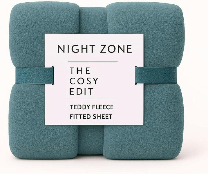 Night Zone Teddy Fleece Fitted Sheet 30cm Deep – Extra Deep Warm Teddy Bear Bedding - Teal