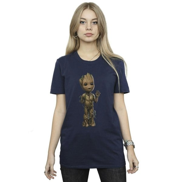 Marvel Womens/Ladies I Am Groot Wave Pose Cotton Boyfriend T-Shirt - Navy Blue