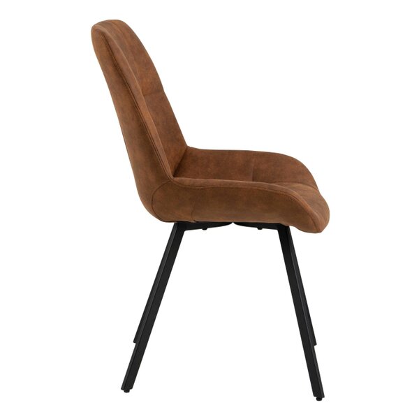 Wyld Haus Set of 2 Madrid Tan Upholstered Dining Chairs with Black Steel Legs