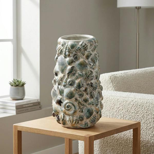 Garden Greatness Coastal Shell Embossed Display Vase