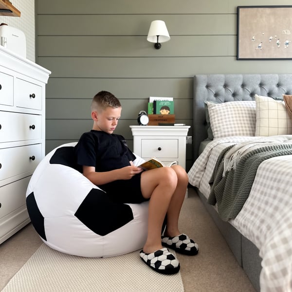rucomfy Indoor or Outdoor Kids Water Resistant Bean Bag - Classic Football Style Bean Bag