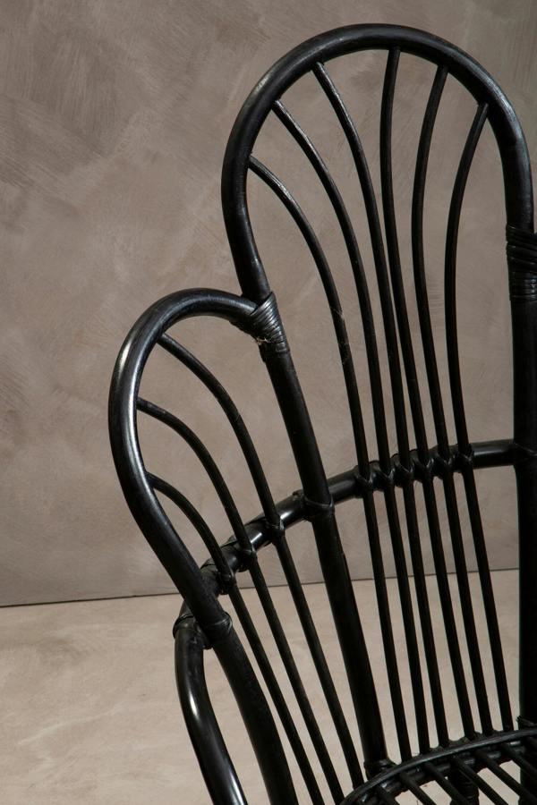 Interiors by Premier Java Black Natural Rattan And Black Metal Scalloped Back Chair