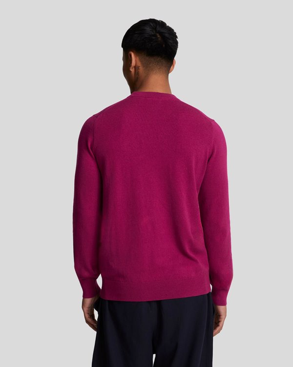 Lyle & Scott Cotton Merino Crew Neck Jumper Sweatshirt - Rich Burgundy