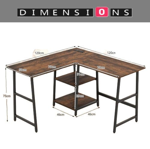 Modcraft L-Shaped Computer Desk with USB & Type-C Charging Station –  Office Corner Desk