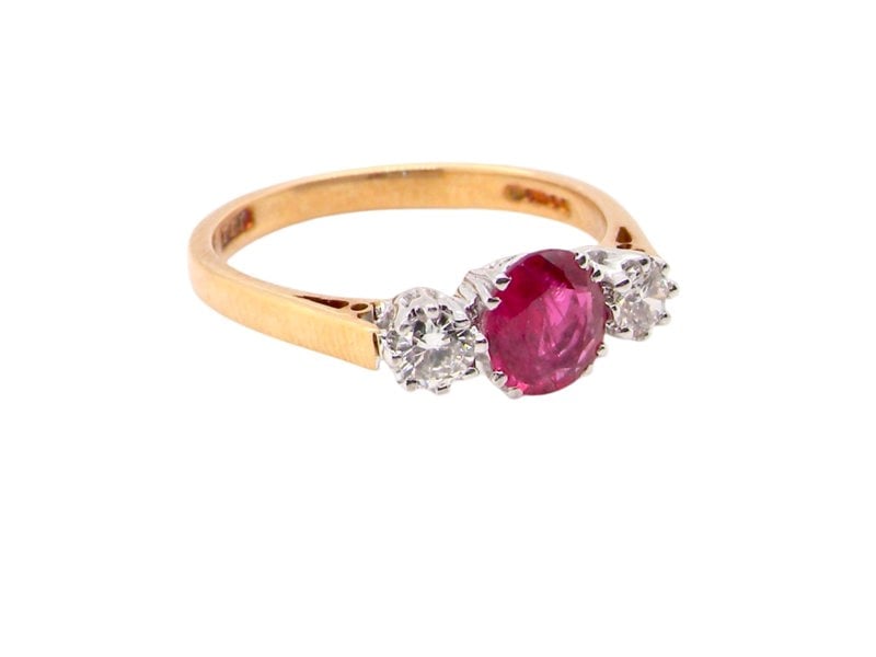 3 Stone Ruby and Diamond Ring