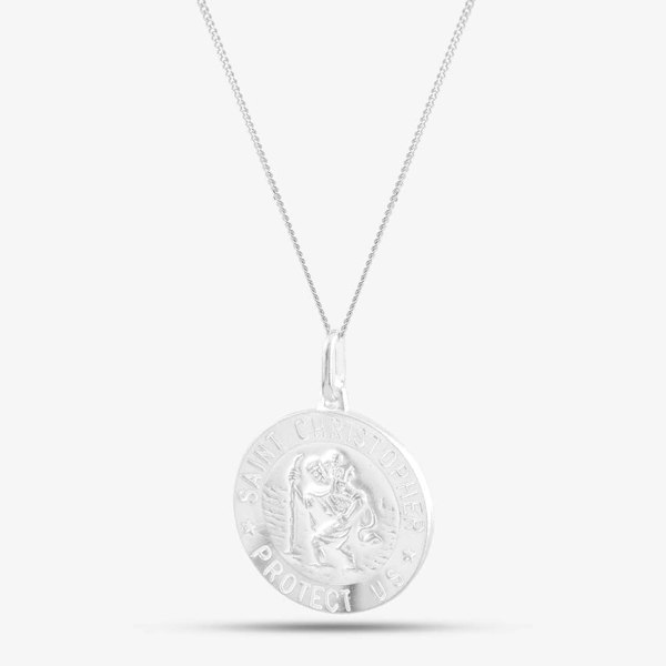 T. H. Baker Silver Round Engraved St. Christopher Pendant 8-61-8079