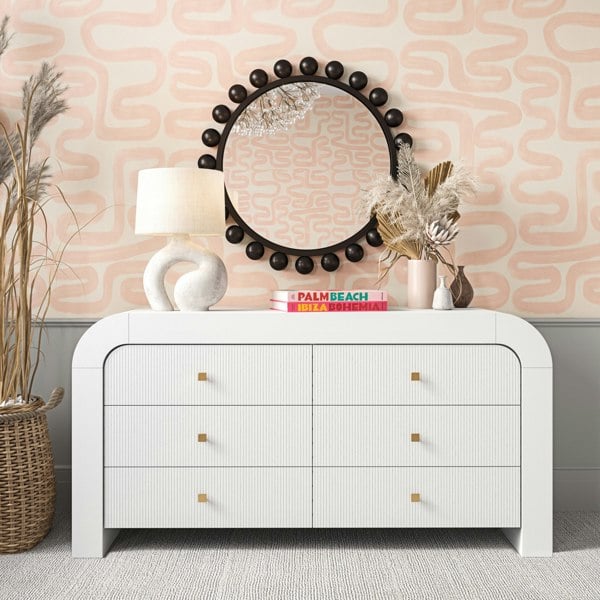 Furniture Edit Hump 6 Drawer White Dresser Sideboard With Drawers