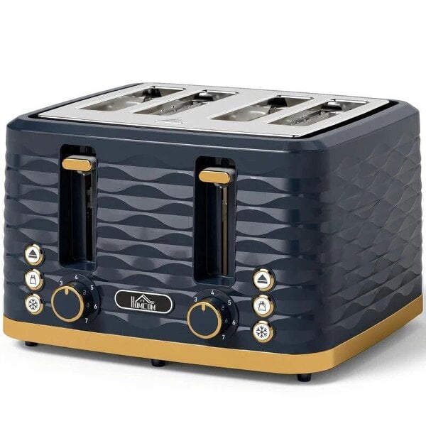 Toaster, Toaster 4 Slice with 7 Browning Levels, High Lift, Reheat/Defrost/Cancel, Dark Blue