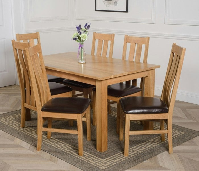 That's Furniture Oslo 150 x 90cm Medium Oak Dining Set with Princeton Oak Chairs