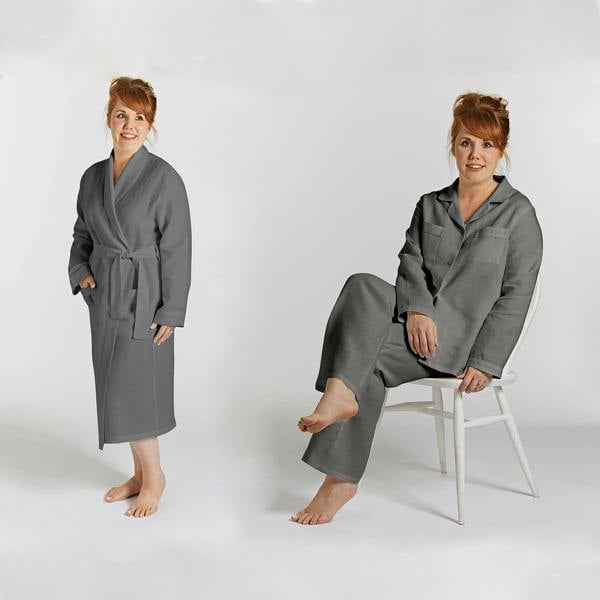 Lazy Linen Charcoal Pyjama & Bathrobe
