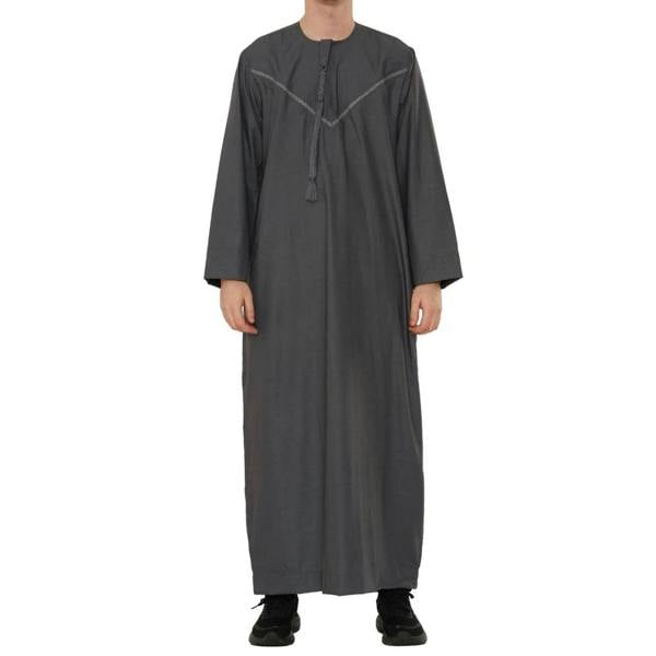 HM10 - Men's Emirati Omani Zipped Embroidery Thobe-TruClothing