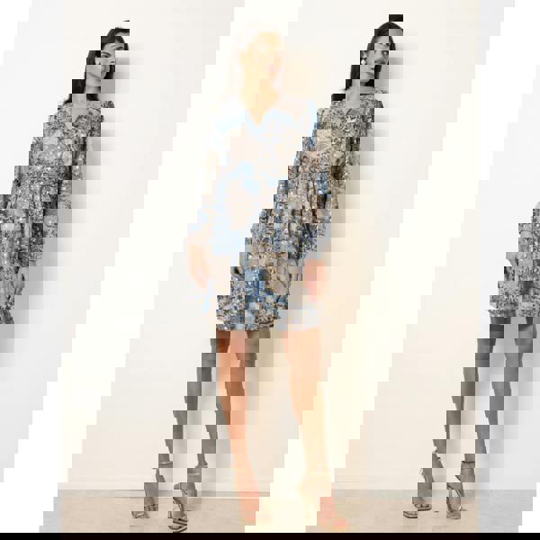 Blue Vanilla Foil Patchwork Mini Dress