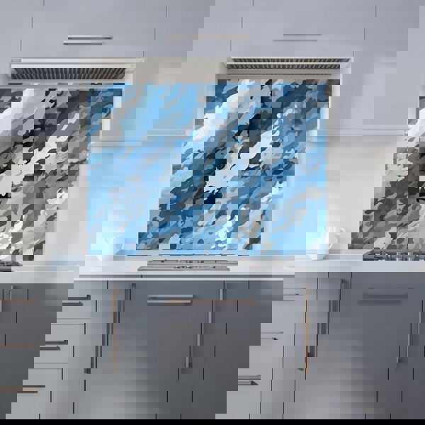 Warren Reed - Designer Blue And Grey Canvas Brushstrokes Kitchen Splashback