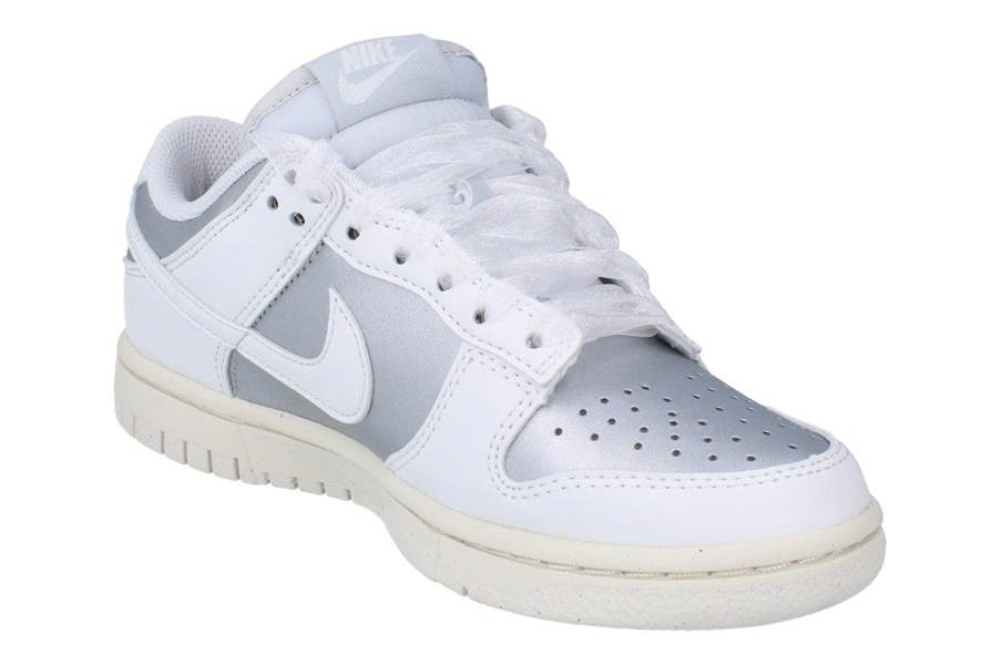 Nike Womens Dunk Low Next Nature Trainers Ib7311 Shoes  001 - Metallic Platinum Summit White 001 - Photo 3