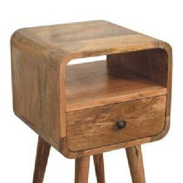 Wyld Haus Trento Mini Oak Mango Wood Curve Open Bedside Table