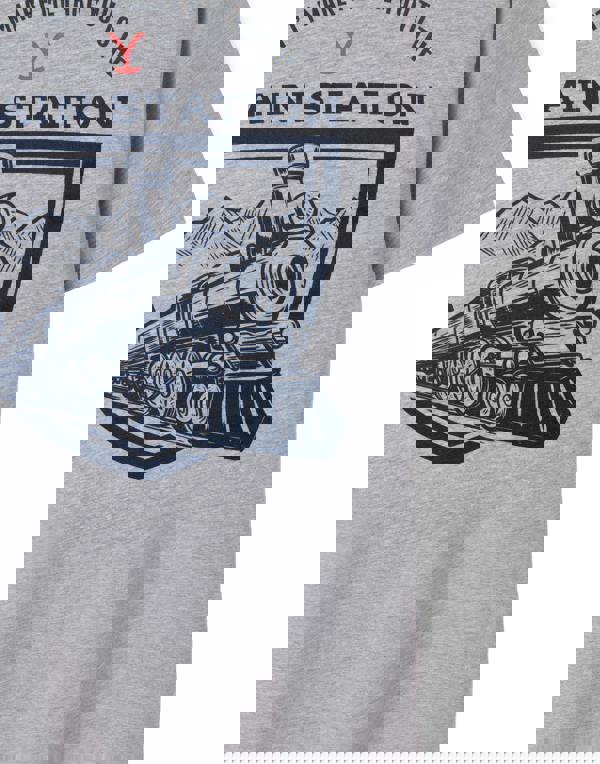 Yellowstone Mens Grey Train Station Short Sleeved T-Shirt