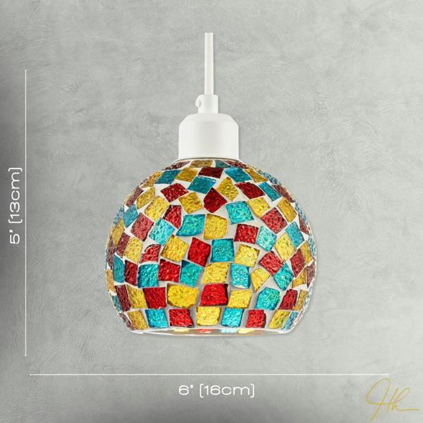 Multi-Colour Geometric Mosaic Dome Pendant Ceiling Lighting Shade Image 7