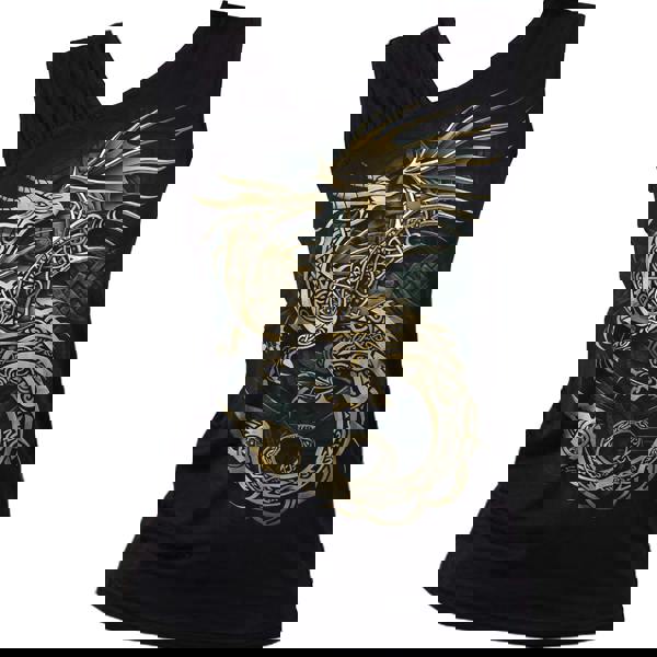 CELTIC DRAGON - Gathered Shoulder Slant Vest Black