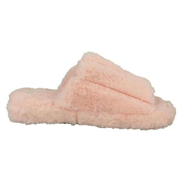 Spot On Ladies Spot On Faux Fur Stripe Detailed Sliders X2119