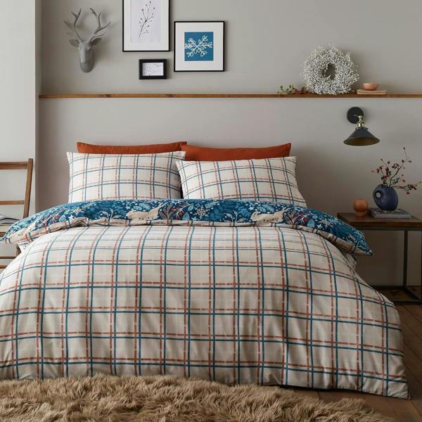 Winter Stags Blue Duvet Cover Set