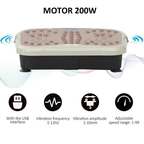 Vibration Plate Exercise Machine, Quiet Vibrating Plate - Weight Loss & Lymphatic Drainage - Resistance Bands, Remote Control, 99 Speed Levels