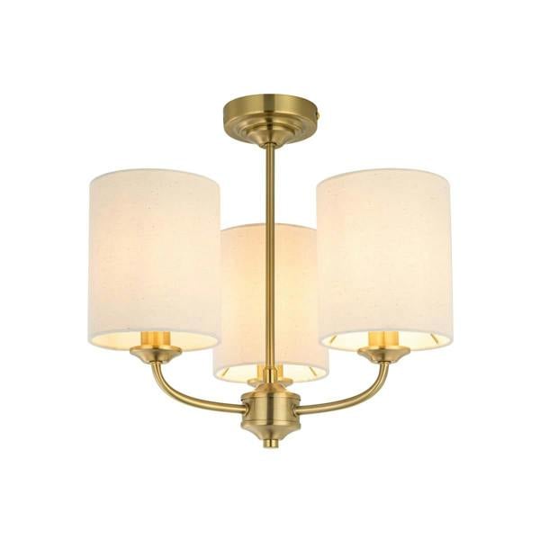 COSYLYTE Winston 3 Light Faux Linen Drum Shade Ceiling Light