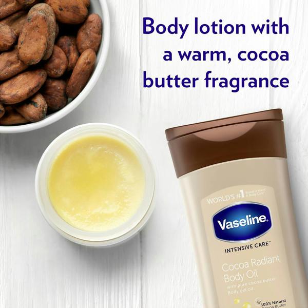 Vaseline Body Gel Oil Intensive Care Cocoa Radiant Cocoa Butter 200ml, 2 Pack