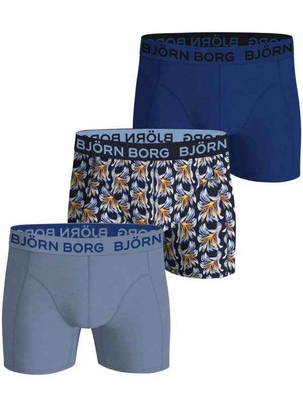 Bjorn Borg 3-Pack Floral Print Boxer Briefs, Blue Mix