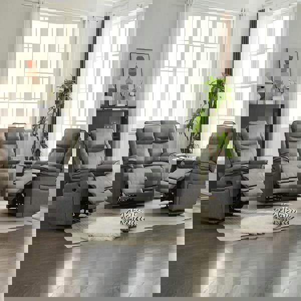 Furniture One Manual Recliners Sofa Set,105–135 Degrees Recliner Padded Sofa with Adjustable Backrest