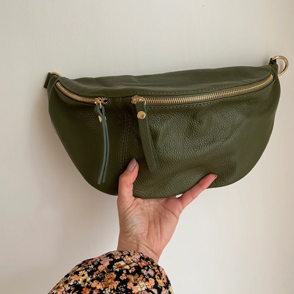 Scott-Samuel Large Leather BumBag / Sling Bag (Exposed Zips)