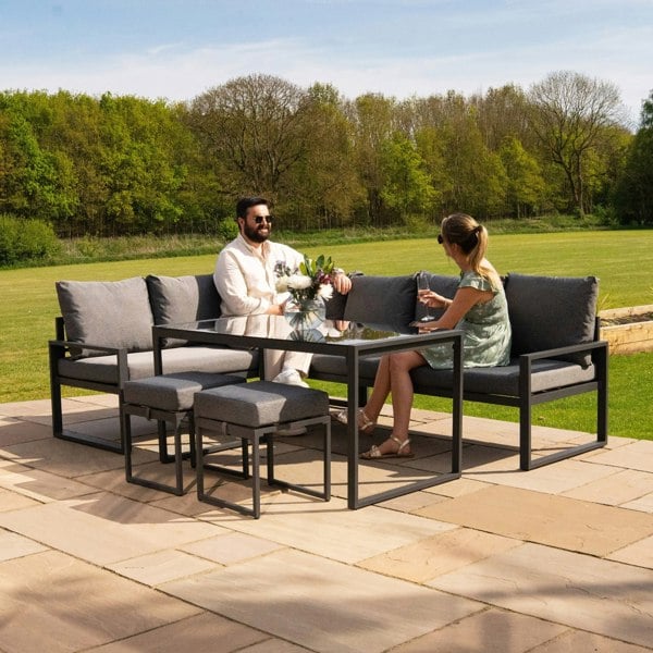 Monstershop Table Top Pizza Oven & Aluminium Corner Sofa Set - Anthracite Grey