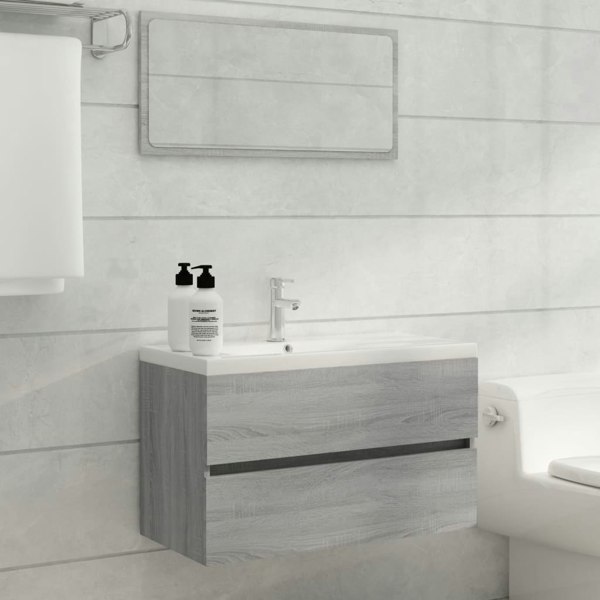 Berkfield 2 Piece Bathroom Furniture Set Grey Sonoma Engineered Wood