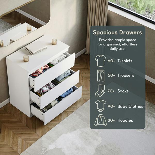 Vida Designs Denver 3 Drawer Chest, Black