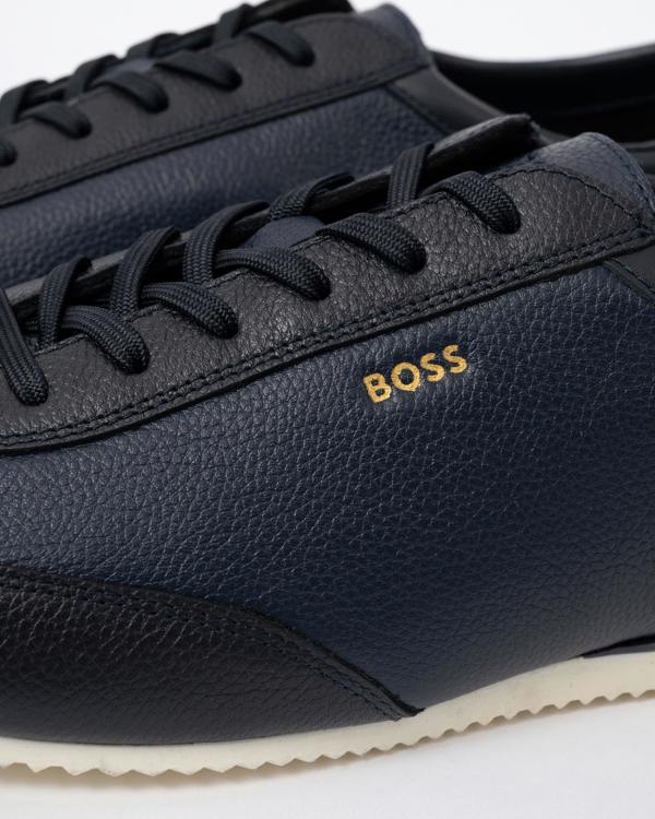 Close up of the BOSS Orange Lineor Lowp Tbwl Mens Trainers - Open Blue 460