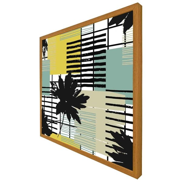 Benjamin Tate Design Geometric shape & leaf print in yellow & green (Picutre Frame)