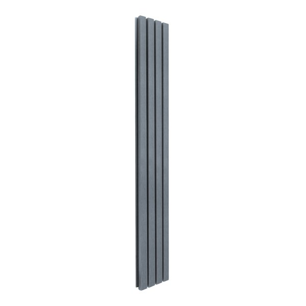 WPC slatted wall cladding panels in grey, featuring a sleek vertical design with a textured finish for modern decor