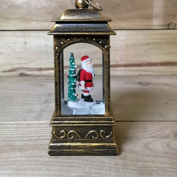 Samuel Alexander 21cm Dual Power Glitter Water Spinner Lantern Christmas Decoration - Santa