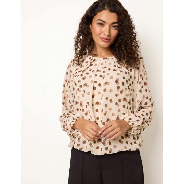 Blue Vanilla Round Neck Shadow Polka Dot Top