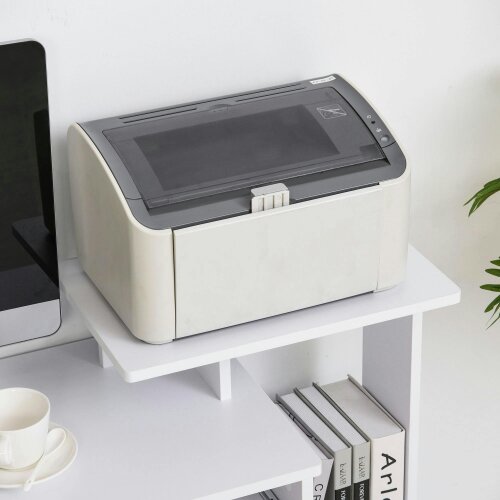 Wyld Haus Tono 100cm Wooden White Home Office Desk With Sliding Keyboard Tray Drawer And Shelving