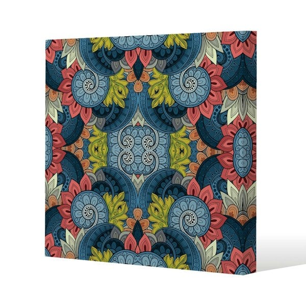 Benjamin Tate Design Tribal Pattern Ethnic Slim Style Canvas Print  90x90cm , 15mm Slim Real wood.