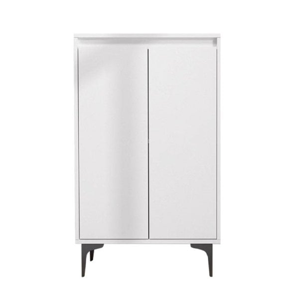 Cethy Wood Shoe Storage, White with shoe storage stack