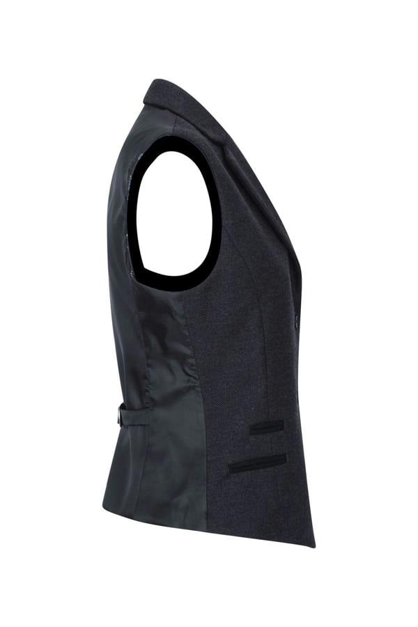 TruClothing Womens Black Herringbone Check Tweed Waistcoat Wool Blend Vest