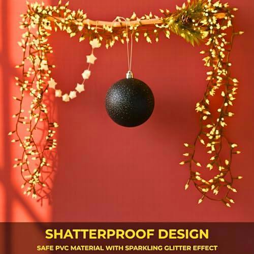 2cm Black Glitter Christmas Bauble for Tree and Home Decor, Shimmering PVC Festive Hanging Ornament image 6