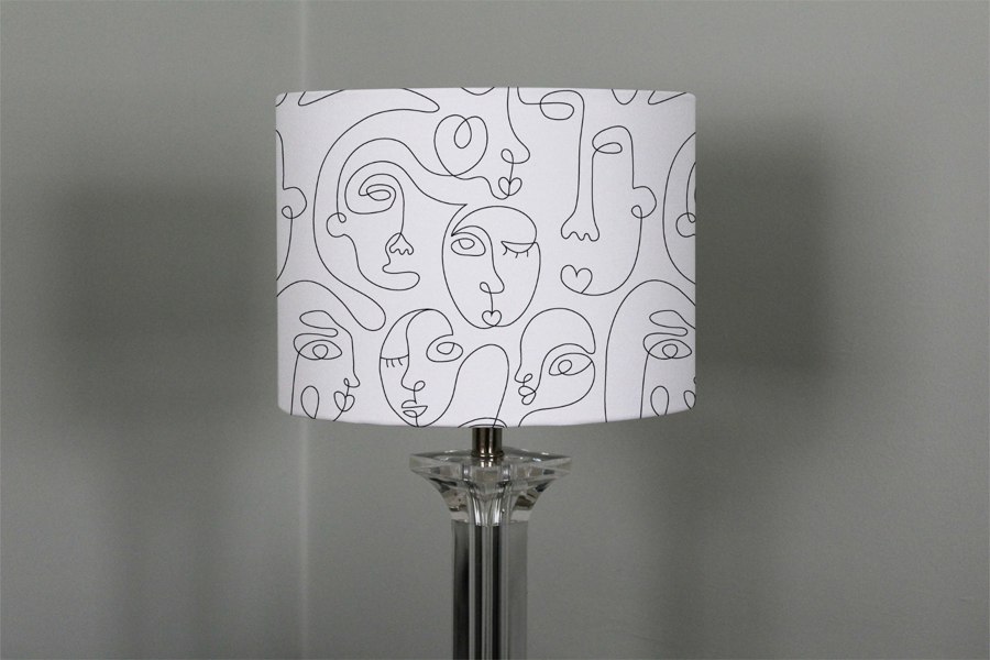 Benjamin Tate Design line drawing of faces (Ceiling & Lamp Shade)