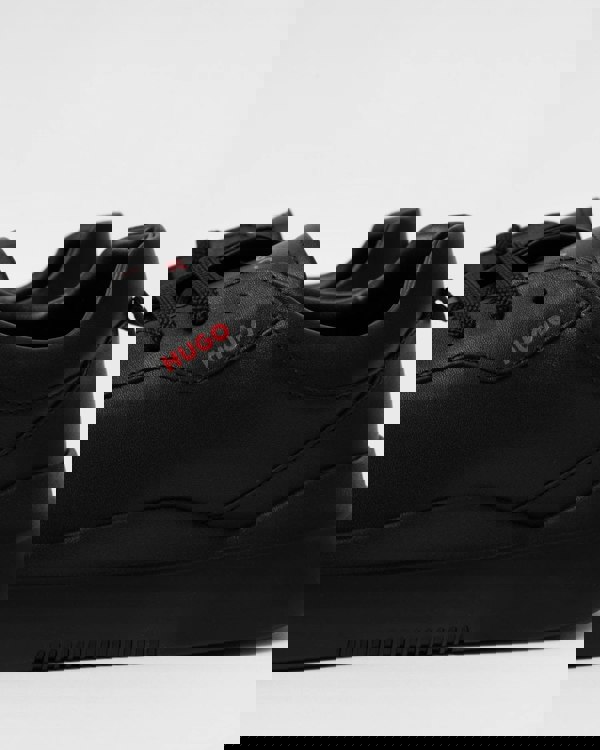 HUGO Blake Tenn Mens Leather Trainers with Branded Quarter - Black 005