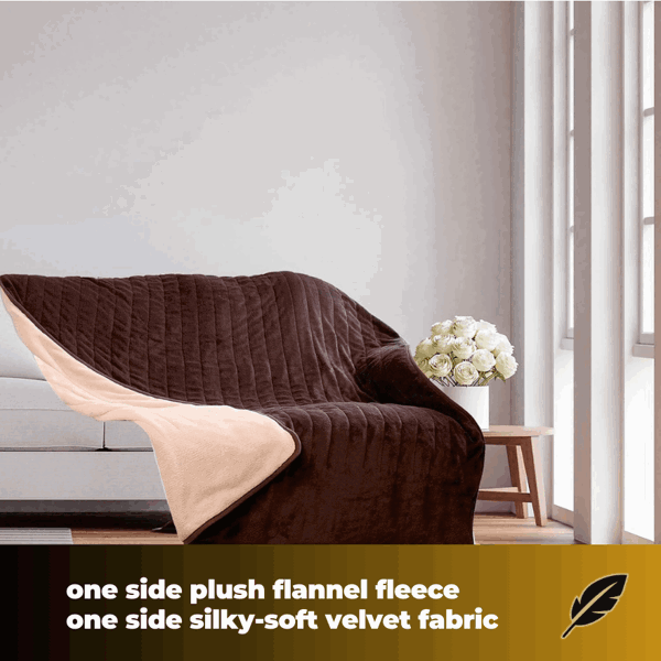 Homefront Extra Large Electric Heated Throw in Chocolate and Cream Easy To Use, Digital Control - Machine Washable