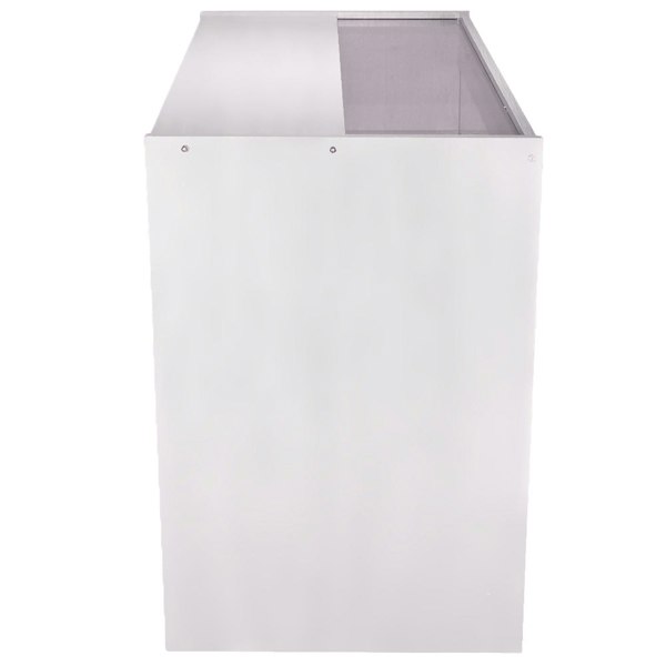 Brilliant white K1200 retail display cabinet with a sleek, modern design and a glass top for showcasing products effectively