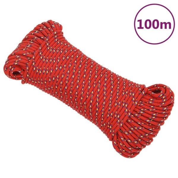 Berkfield Boat Rope Red 5 mm 100 m Polypropylene